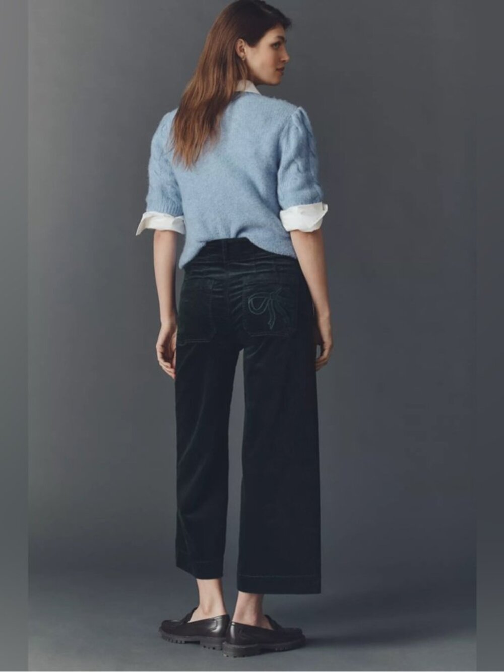 NWT Size 28 -The Colette Bow Corduroy Crop Wide-Leg Pants by Maeve (NWT US$ 138)